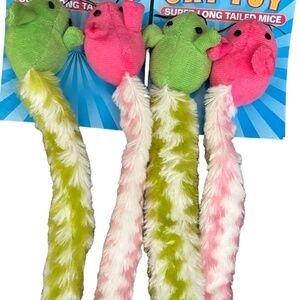Lot Of 2 Packs Vo-Toys Mouse With bell & Super Long Crinkle Tail Cat Toy 4 Mice
